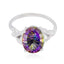 Mystic Quartz Solitaire German 925 Sterling Silver multicolor Gems Featherlight Artisan Ring Jewellery