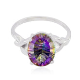 Mystic Quartz Solitaire German 925 Sterling Silver multicolor Gems Featherlight Artisan Ring Jewellery