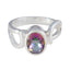 Mystic Quartz Solitaire German Silver multicolor Gemstone Mid weight Luxurious Ring Jewellery