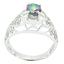 Mystic Quartz Solitaire Middle Eastern 925 Silver multicolor Gems Featherlight Filigree Ring Jewelry