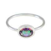 Mystic Quartz Solitaire Japanese Silver multicolor Gemstone Elegant Sophisticated Ring Jewellery