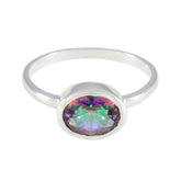 Mystic Quartz Solitaire Korean Silver multicolor Gems Dainty Modern Ring Jewellery