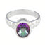 Mystic Quartz Solitaire French 925 Sterling Silver multicolor Gems Featherlight Artisan Ring Jewellery