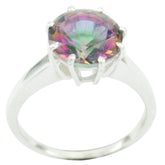 Mystic Quartz Solitaire Turkish 925 Sterling Silver multicolor Gemstone Whisper thin Fairytale Ring Jewellery