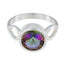 Mystic Quartz Solitaire French 92.5 Silver multicolor Gemstones Tiny Glamorous Ring Jewelry