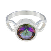 Mystic Quartz Solitaire French 92.5 Silver multicolor Gemstones Tiny Glamorous Ring Jewelry