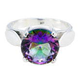 Mystic Quartz Solitaire African 92.5 Silver multicolor Gemstones Essential Luxurious Ring Jewelry