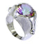 Mystic Quartz Solitaire German 925 Silver multicolor Gemstones Eye catching Luxurious Ring Jewellery