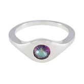 Mystic Quartz Solitaire Indian 92.5 Silver multicolor Gemstones Featherlight Abstract Ring Jewelry