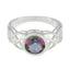 Mystic Quartz Solitaire Turkish 92.5 Silver multicolor Gemstone Dainty Fairytale Ring Jewellery