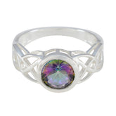 Mystic Quartz Solitaire Turkish 92.5 Silver multicolor Gemstone Dainty Fairytale Ring Jewellery