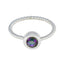 Mystic Quartz Solitaire Japanese Sterling Silver multicolor Gemstones Delicate Luxurious Ring Jewelry