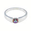 Mystic Quartz Solitaire German Sterling Silver multicolor Gems Slim Contemporary Ring Jewelry