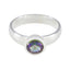 Mystic Quartz Solitaire French 925 Sterling Silver multicolor Gemstones Tiny Graceful Ring Jewellery