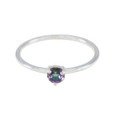 Mystic Quartz Solitaire Korean 925 Sterling Silver multicolor Gems Minimalist Sophisticated Ring Jewelry
