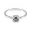 Mystic Quartz Solitaire Korean 92.5 Silver multicolor Gemstones Delicate Contemporary Ring Jewelry