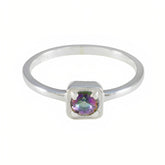 Mystic Quartz Solitaire Korean 92.5 Silver multicolor Gemstones Delicate Contemporary Ring Jewelry