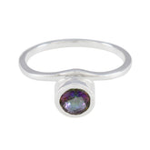 Mystic Quartz Solitaire Korean 92.5 Silver multicolor Gems Delicate Modern Ring Jewellery