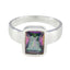 Mystic Quartz Solitaire German 925 Silver multicolor Gemstone Slim Glamorous Ring Jewellery