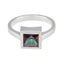 Mystic Quartz Solitaire French Sterling Silver multicolor Gemstones Featherlight Fairytale Ring Jewelry