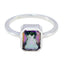 Mystic Quartz Solitaire American 92.5 Silver multicolor Gemstone Whisper thin Trendy Ring Jewelry