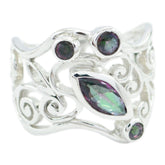 Mystic Quartz Viertel Australischer 92,5 Silber Multicolor Edelsteine Essential Filigran Ring Schmuck