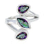 Mystic Quartz Trilogy Russian Sterling Silver multicolor Gemstone Mid weight Signet Ring Jewelry