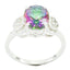Mystic Quartz Halo Russian Sterling Silver multicolor Gemstone Classic Feminine Ring Jewelry