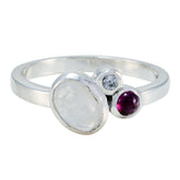 Multi Stone Trilogy Korean 925 Silver multicolor Gems Whisper thin Romantic Ring Jewellery