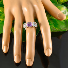 Multi Stone Trilogy Russian Silver multicolor Gemstones Slim Fairytale Ring Jewellery