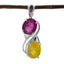 Multi Stone Mid-weight Egyptian 92.5 Silver Toi et Moi multicolor Pendant