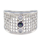 Multi Stone Trilogy Australian 925 Sterling Silver multicolor Gemstones Eye catching Filigree Ring Jewelry