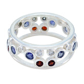 Multi Stone multiple Russian 92.5 Silver multicolor Gemstone Mid weight Bubble Band Jewelry