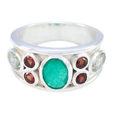 Multi Stone Hepta Indian 925 Silver multicolor Gemstones Mid weight Artisan Ring Jewelry
