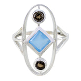 Multi Stone Trilogy Moroccan 925 Silver multicolor Gems Slim Sophisticated Ring Jewellery
