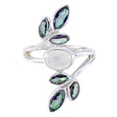 Multi Stone Hepta Russian Silver multicolor Gemstone Classic Cocktail Ring Jewelry