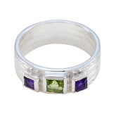 Multi Stone Trilogy African 925 Sterling Silver multicolor Gemstones Eye catching Boho Band Jewellery