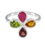Multi Stone quarter Turkish 925 Sterling Silver multicolor Gems Dainty Floral Ring Jewellery