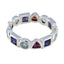 Multi Stone multiple Indian Sterling Silver multicolor Gemstone Minimal Eternity Band Jewelry