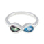 Multi Stone Toi et Moi Japanese 925 Sterling Silver multicolor Gems Dainty Trendy Ring Jewelry