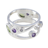Multi Stone multiple Moroccan Sterling Silver multicolor Gemstones Mid weight Bubble Band Jewelry