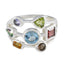 Multi Stone Hepta French 925 Sterling Silver multicolor Gemstone Featherlight Cocktail Ring Jewelry