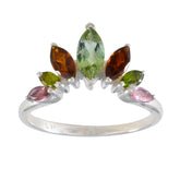 Multi Stone Hepta Korean 925 Silver multicolor Gems Dainty crown Ring Jewellery
