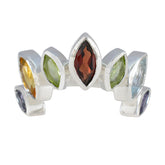 Multi Stone multiple African Sterling Silver multicolor Gemstone Featherlight crown Ring Jewelry