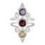 Multi Stone Trilogy Indian Sterling Silver multicolor Gemstones Classic Sophisticated Ring Jewelry