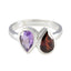 Multi Stone Toi et Moi German Sterling Silver multicolor Gemstones Featherlight Luxurious Ring Jewellery