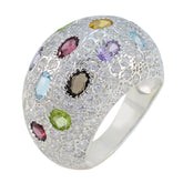 Multi Stone multiple French Sterling Silver multicolor Gemstone Statement Cocktail Ring Jewelry