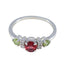 Multi Stone Trilogy Turkish Silver multicolor Gemstones Delicate Abstract Ring Jewelry