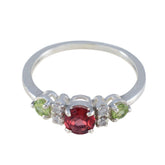 Multi Stone Trilogy Turkish Silver multicolor Gemstones Delicate Abstract Ring Jewelry