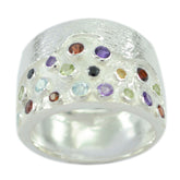 Multi Stone multiple African 925 Silver multicolor Gemstones Essential Cocktail Ring Jewelry